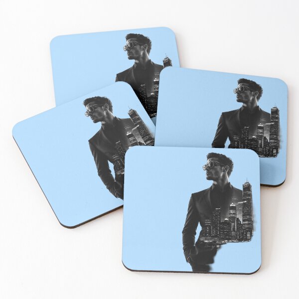 Item preview, Urban Double Exposure Man in Suit - Minimalist Night City Skyline Art designed and sold by Scro-Ciob-Shop.