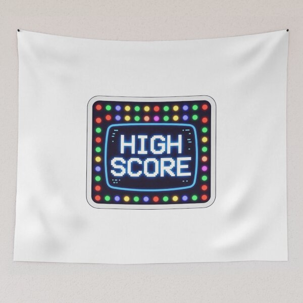 Item preview, Pixel Art High Score Sticker - Retro Arcade Screen with Neon Marquee Lights designed and sold by GeekStickerLab.