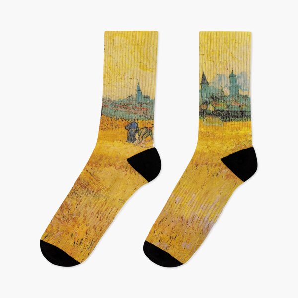 Item preview, Wheat Field With View of Arles by Vincent van Gogh: Golden Landscape Poster designed and sold by artofuniverse.