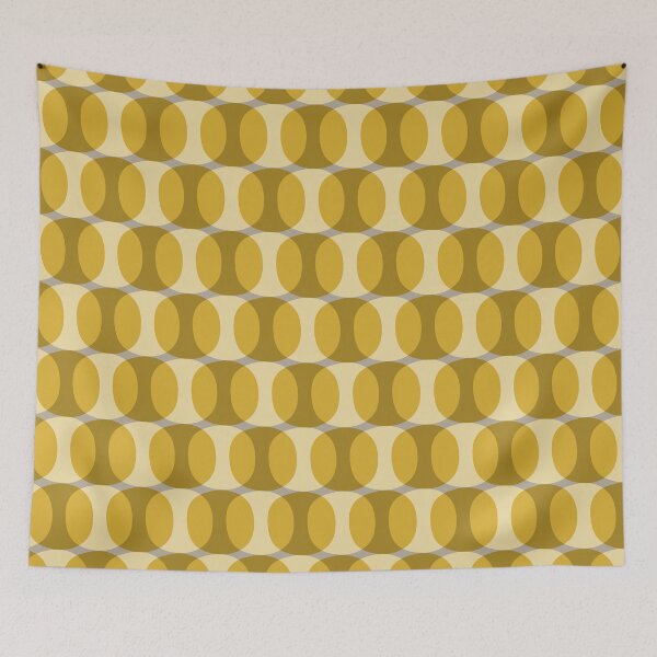 Item preview, Mid Century Modern Abstract Geometric Spheramod Dot Pattern in Mustard and Gray designed and sold by kierkegaard.