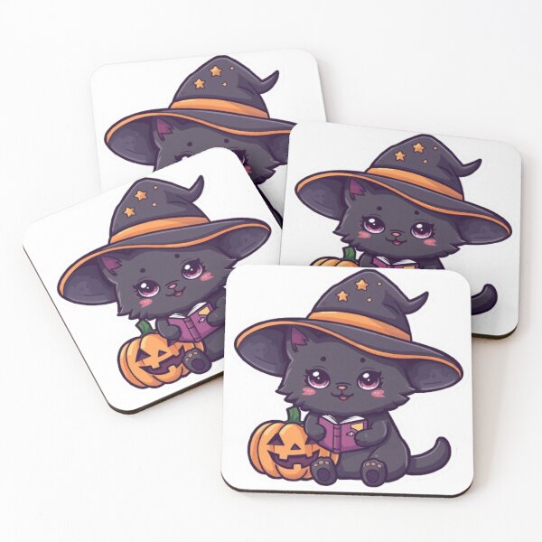 Item preview, Cute Black Cat Witch Kawaii Sticker | Adorable Halloween Cat Mascot designed and sold by Stylestickers55.