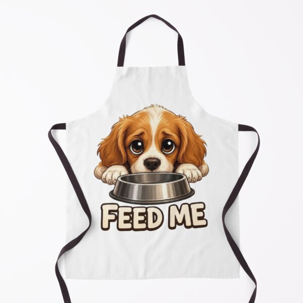Item preview, Cute Cavalier King Charles Puppy Dog "Feed Me" Illustration designed and sold by Northern Glow Art.