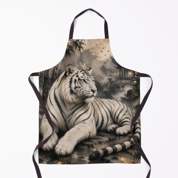 Item preview, Majestic White Tiger Under the Moon | Traditional Chinese Ink Painting designed and sold by ManJiangHong.