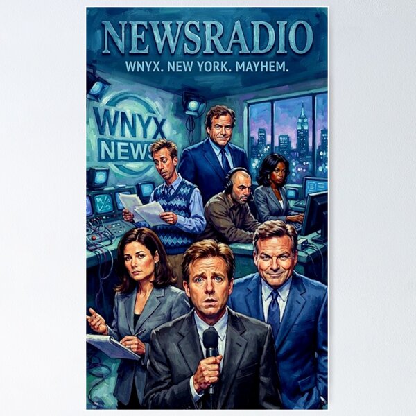 Item preview, NewsRadio Retro Comedy WNYX Broadcast Station Media Office Tribute Art TV Show Poster designed and sold by Art's Diner.