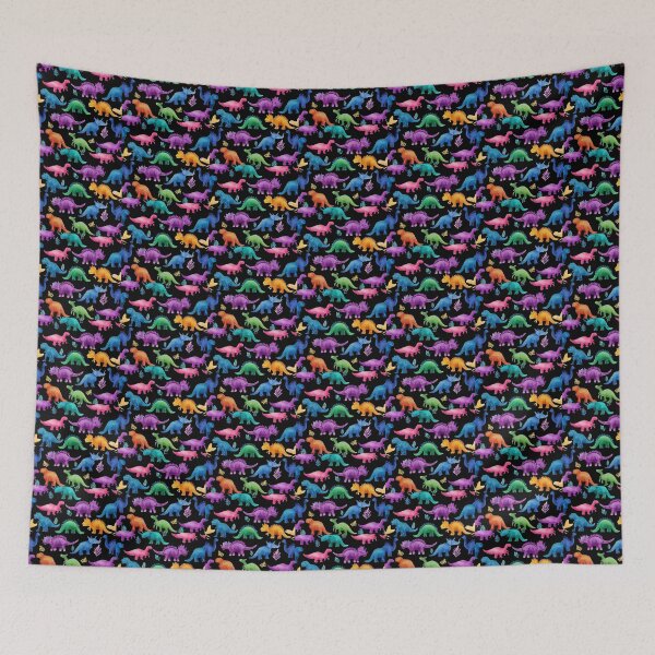 Item preview, Dinosaur Rainbow Watercolor BlackBG designed and sold by Hunkie Punkie Designs.