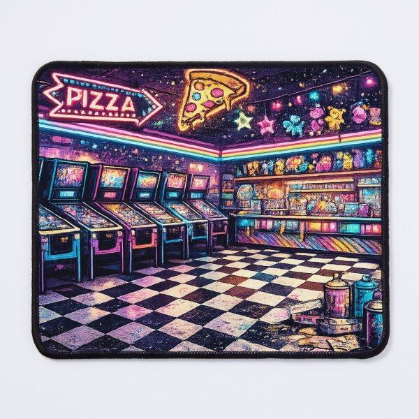 Item preview, Neon Arcade Room Pinball Machines Pizza - Retro Arcade designed and sold by irfanshikh.