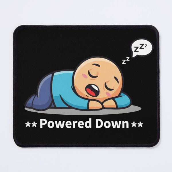 Item preview, Powered Down Funny Sleeping Chibi Cute Cartoon designed and sold by DigitalArtx-com.