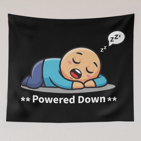 Item preview, Powered Down Funny Sleeping Chibi Cute Cartoon designed and sold by DigitalArtx-com.