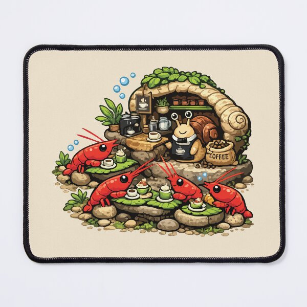 Item preview, Shrimp Coffee Club Sticker Cozy Aquarium designed and sold by SimplePoDesign.