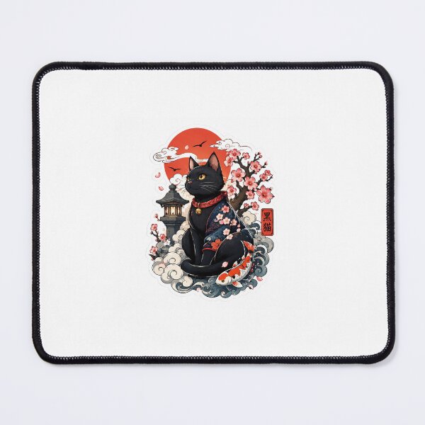 Item preview, Mystic Black Cat Sticker – Red Moon & Sakura designed and sold by LCN-STOR.