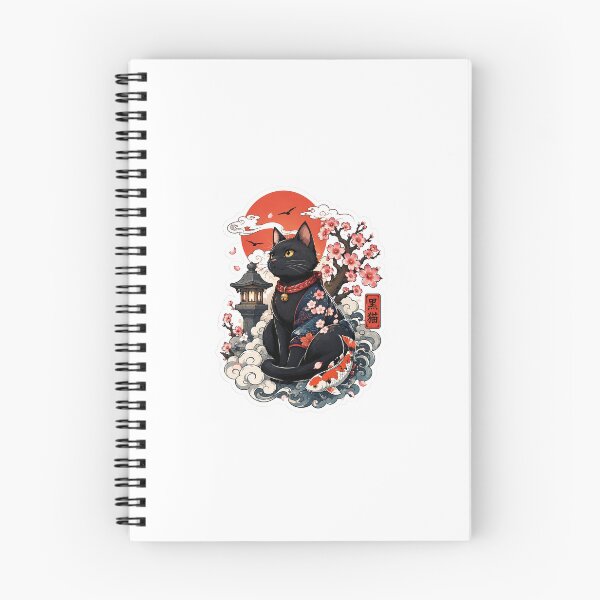 Item preview, Mystic Black Cat Sticker – Red Moon & Sakura designed and sold by LCN-STOR.