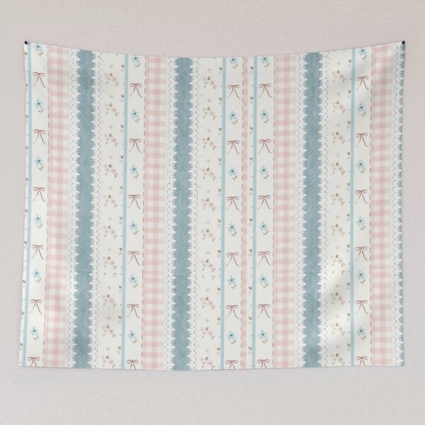 Item preview, Pastel Cottagecore Floral Stripe Pattern | Blue & Blush Vintage Bow Design designed and sold by StudiobyTara.