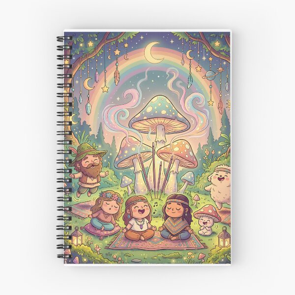Item preview, Whimsical Boho Forest Meditation Wall Art | Enchanted Mushroom Nursery Print | Rainbow Woodland Yoga Decor | Cozy Fantasy Wall Art designed and sold by ChloeDesigns401.