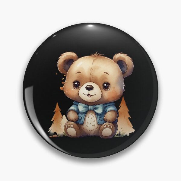 Item preview, Cute Teddy Bear in Blue Bow – Kawaii Watercolor Woodland Bear. designed and sold by NewtBoo.