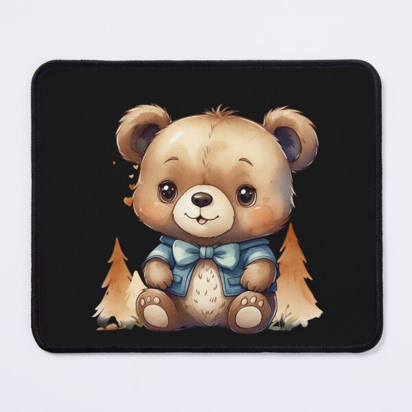 Item preview, Cute Teddy Bear in Blue Bow – Kawaii Watercolor Woodland Bear. designed and sold by NewtBoo.