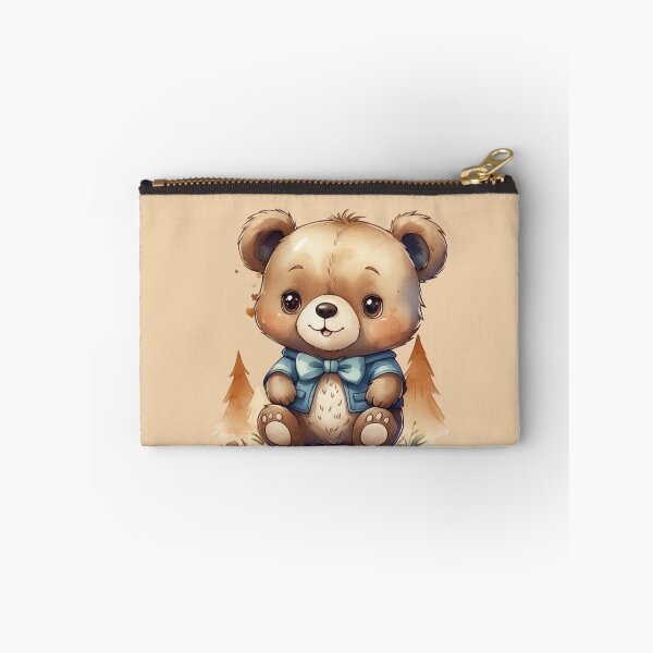 Item preview, Cute Teddy Bear in Blue Bow – Kawaii Watercolor Woodland Bear. designed and sold by NewtBoo.