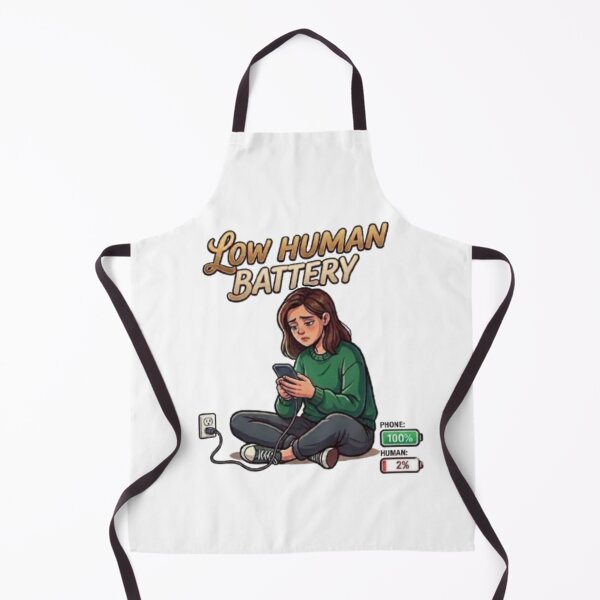 Item preview, Low Human Battery Tired Girl Phone Charging Illustration designed and sold by Northern Glow Art.