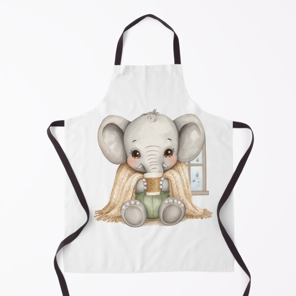 Item preview, A Kawaii Elephant - Cozy Cold Day, Pastel Beige Watercolors designed and sold by DigitfanStudio.