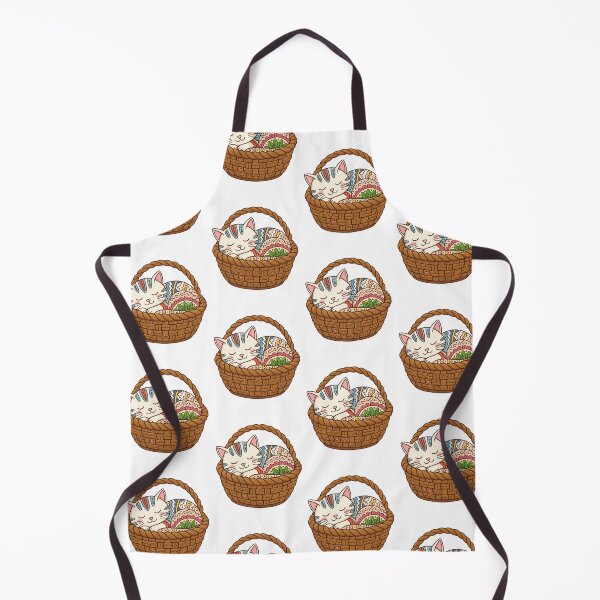Item preview, Cozy Sleeping Cat in Woven Basket – Folk Art Patterned Kitten designed and sold by Inka Moon Design.