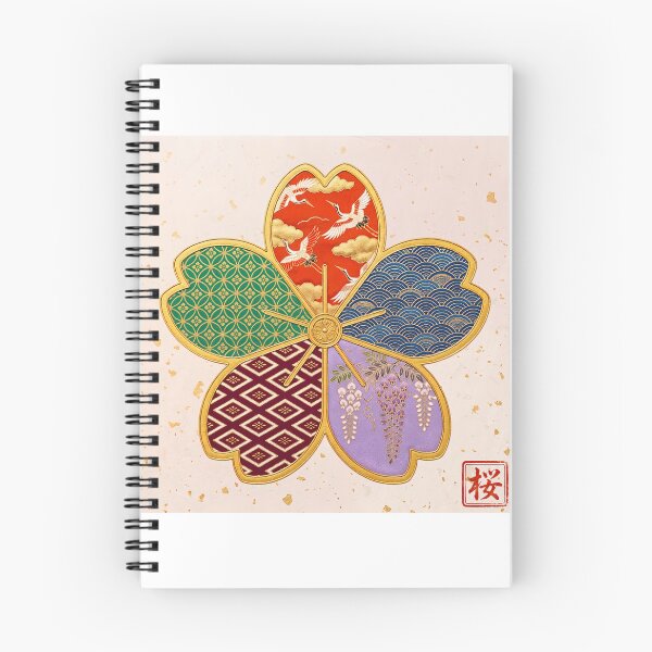 Item preview, Sakura — Japanese Cherry Blossom Crest Art Print | Crane & Wisteria Kamon Pattern designed and sold by KimonoKotoba.