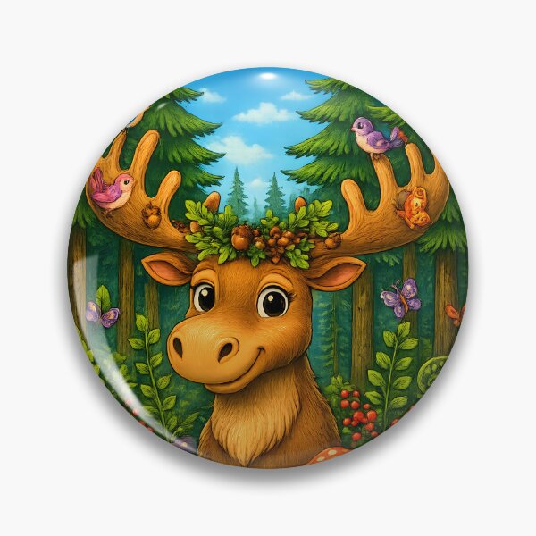 Item preview, Happy Forest Moose | Enchanted Woodland Nature Art designed and sold by Clothes With Smiling Animals Walt Gral.