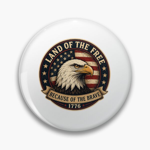 Item preview, Land of the Free Because of the Brave – Bald Eagle Patriotic Vintage Sticker designed and sold by Collins Design.