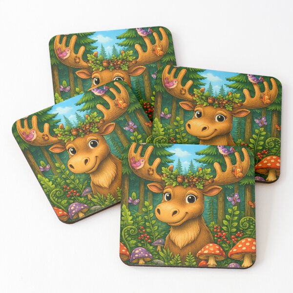 Item preview, Happy Forest Moose | Enchanted Woodland Nature Art designed and sold by Clothes With Smiling Animals Walt Gral.