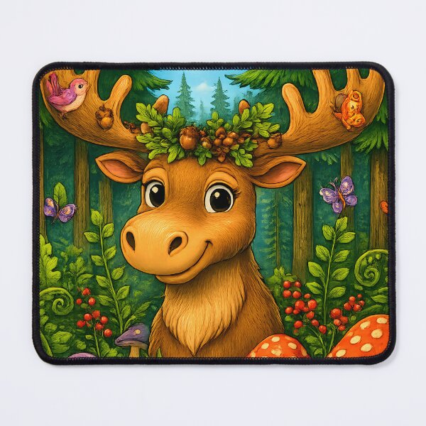 Item preview, Happy Forest Moose | Enchanted Woodland Nature Art designed and sold by Clothes With Smiling Animals Walt Gral.