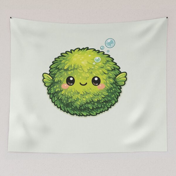 Item preview, Cute Marimo Moss Ball Happy Aquarium Moss Friend designed and sold by SimplePoDesign.