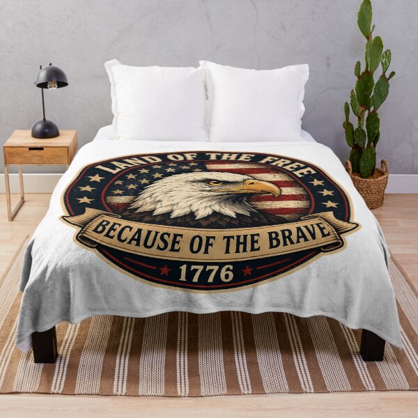Item preview, Land of the Free Because of the Brave – Bald Eagle Patriotic Vintage Sticker designed and sold by Collins Design.