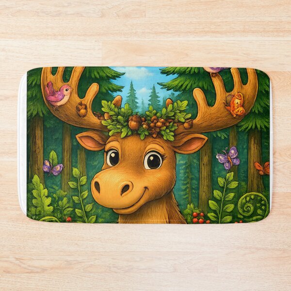 Item preview, Happy Forest Moose | Enchanted Woodland Nature Art designed and sold by Clothes With Smiling Animals Walt Gral.