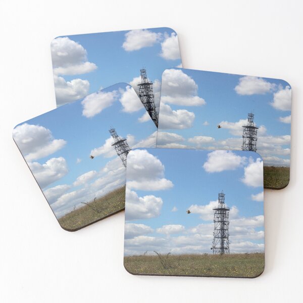 Item preview, Butser Hill Mast Under a Bright Blue Sky with Fluffy Clouds designed and sold by pinkal.