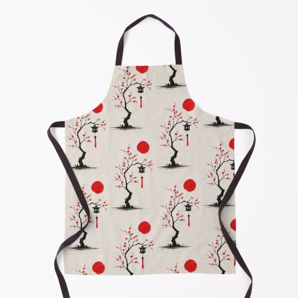 Item preview, Minimalist Sakura Tree & Red Sun | Japanese Zen Ink Wall Art designed and sold by ArtesioByZaber.