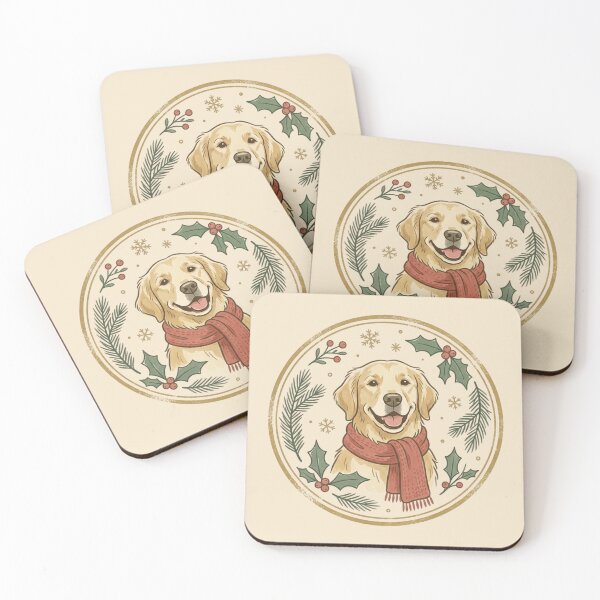 Item preview, Vintage Golden Retriever Christmas Holiday Art designed and sold by FirmHoldStudio.