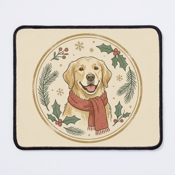 Item preview, Vintage Golden Retriever Christmas Holiday Art designed and sold by FirmHoldStudio.
