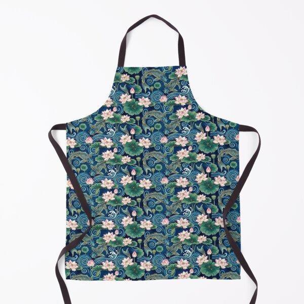 Item preview, Japanese Koi Fish Lotus Pattern - Traditional Asian Navy Blue Gold Art designed and sold by ArtfulAlchemy1.