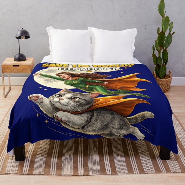 Item preview, Save the World? Feed Me First – Superhero Cat designed and sold by thirtyonestars.