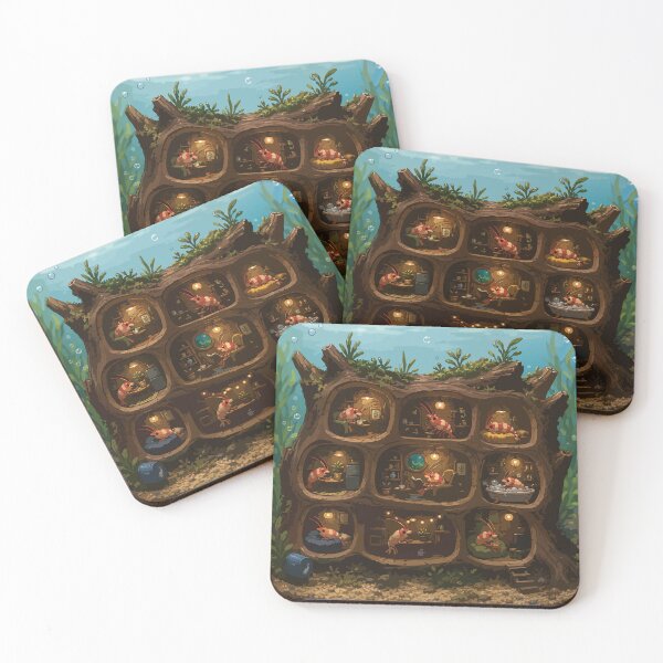 Item preview, Shrimp Treehouse Cozy Aquarium Shrimp Village designed and sold by SimplePoDesign.