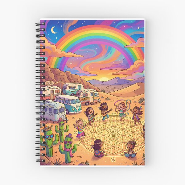 Item preview, Whimsical Boho Desert Festival Wall Art | Rainbow Meditation Print | Retro Camper Decor | Colorful Bohemian Home Art designed and sold by ChloeDesigns401.
