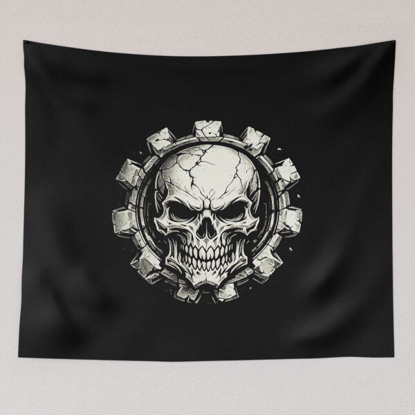 Item preview, Dark Industrial Gear and Cracked Skull designed and sold by Munib320.