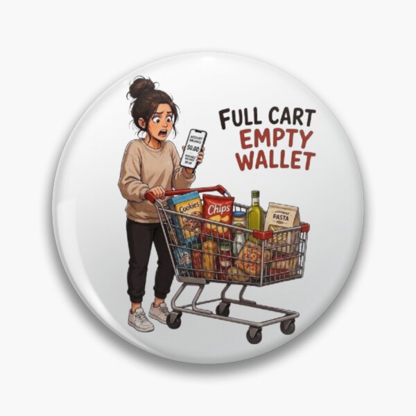 Item preview, Full Cart Empty Wallet Funny Inflation Grocery Shopping Illustration designed and sold by Northern Glow Art.