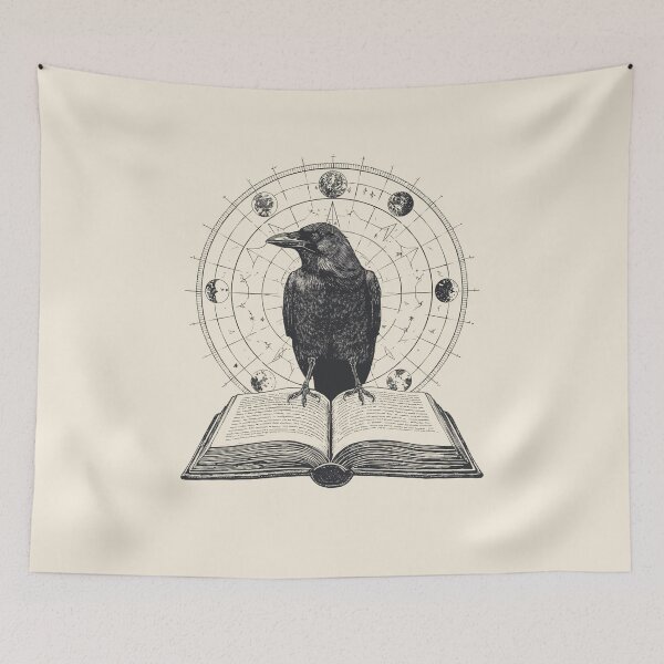 Item preview, Celestial Raven Dark Academia Occult Mystical Crow on Ancient Book designed and sold by Cozy Aesthetic design .