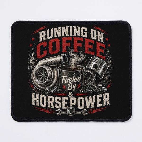 Item preview, Running On Coffee And Horsepower – Funny Mechanic Car Guy Shirt designed and sold by Wild Horizon Studio.