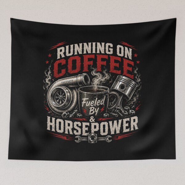 Item preview, Running On Coffee And Horsepower – Funny Mechanic Car Guy Shirt designed and sold by Wild Horizon Studio.