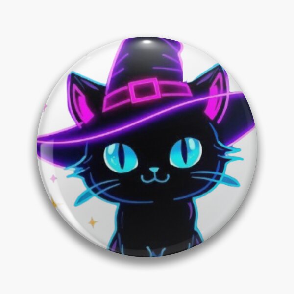 Item preview, Neon Black Cat Witch Kawaii Sticker | Glowing Halloween Cat designed and sold by Stylestickers55.