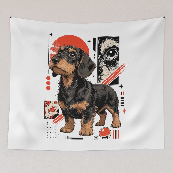 Item preview, Scruffy Dachshund Urban Kawaii Dog Art designed and sold by AntiqueImages.