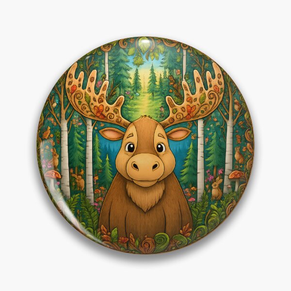 Item preview, Woodland Moose Mandala | Enchanted Forest Circle Art designed and sold by Clothes With Smiling Animals Walt Gral.
