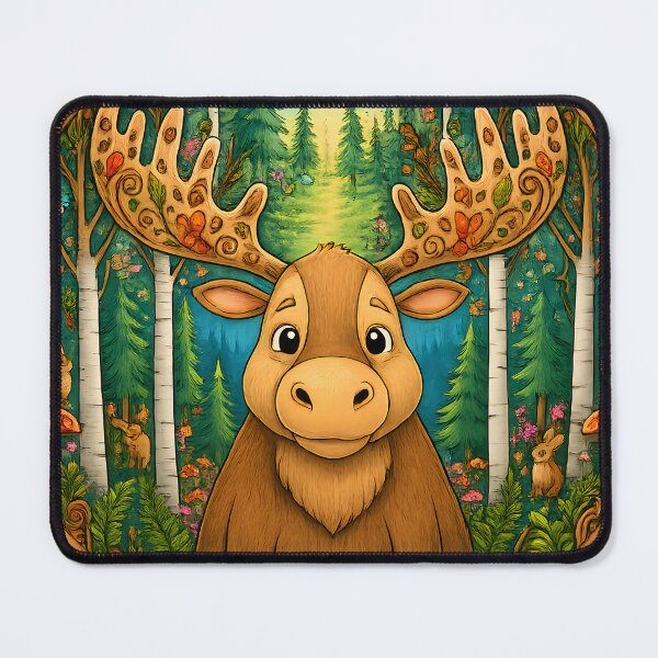 Item preview, Woodland Moose Mandala | Enchanted Forest Circle Art designed and sold by Clothes With Smiling Animals Walt Gral.