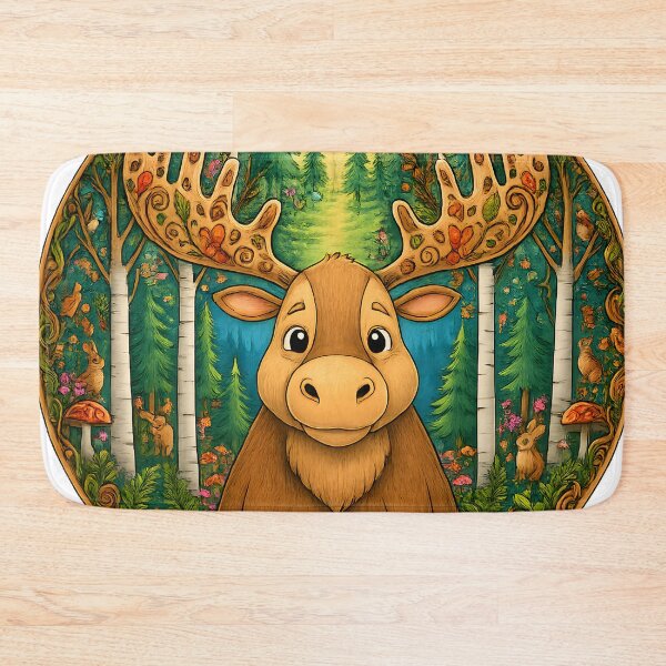 Item preview, Woodland Moose Mandala | Enchanted Forest Circle Art designed and sold by Clothes With Smiling Animals Walt Gral.