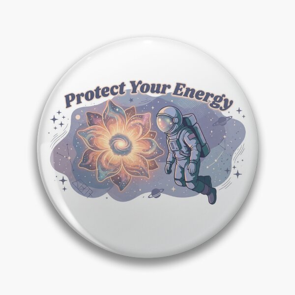 Item preview, Cosmic Astronaut and Glowing Flower Vector – "Protect Your Energy" designed and sold by YourWearPulse.
